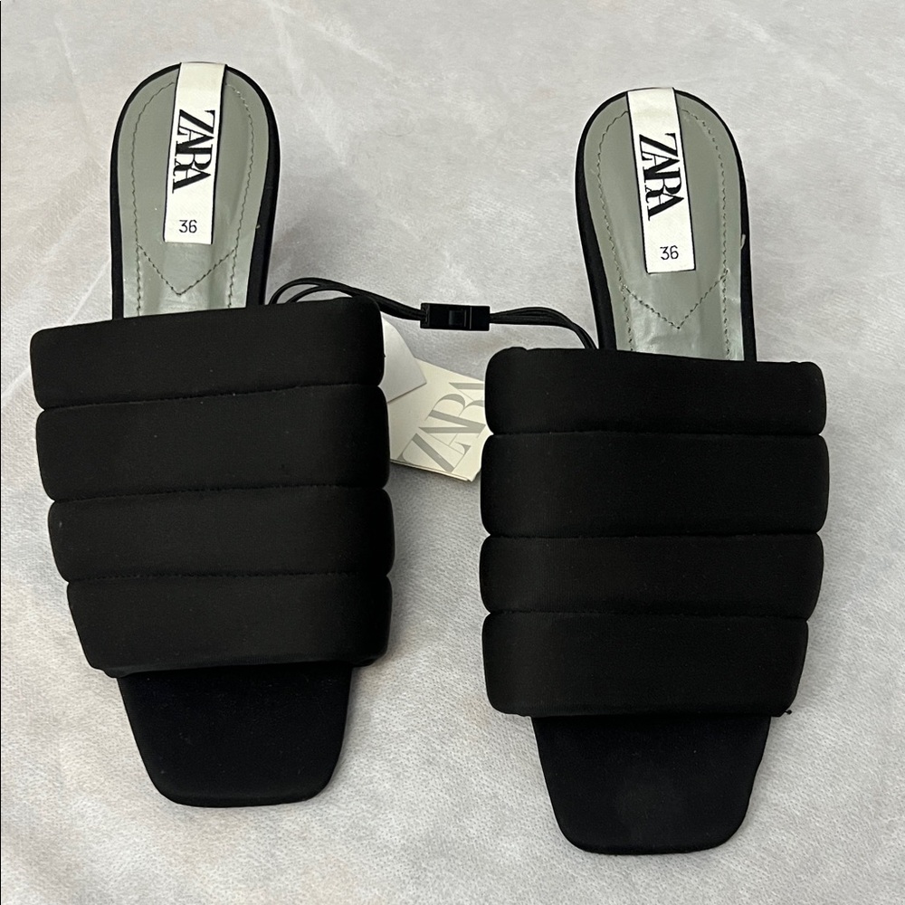 Zara Women's Black Quilted Mules